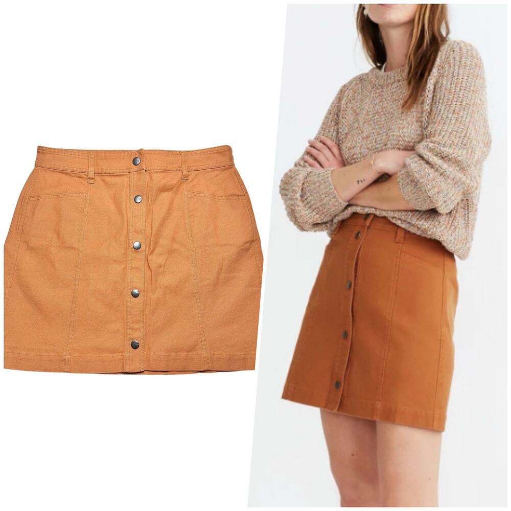 Madewell | Women | Button Front Canvas Sienna A-Line Pocket Mini Skirt | US 12